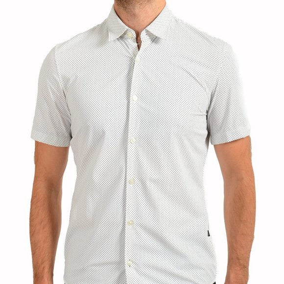 HUGO Men's Slim Fit Flannel Shirt - Structured Button Down Long Sleeve